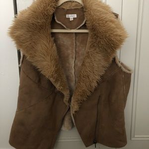 Charming Charlie Camel Faux Fur Sleeveless Vest